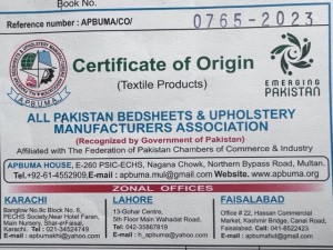 certyfikat Pakistan produkcji pościeli PREMIUM