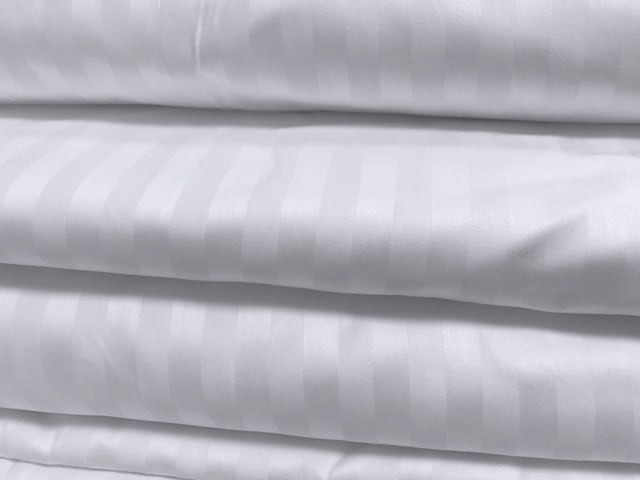 Komplet pościeli hotelowej adamaszek 140x200 cm kolor biały deseń 1 cm , wzmocniona satyna bawełniana